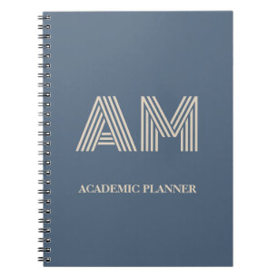 Minimalist Slate Blue and Sand Beige Monogram Notebook