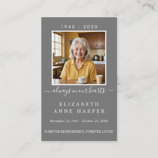 Minimalist Slate Gray Funeral Prayer Card Photo