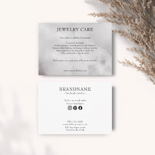 Minimalist Slate Gray Watercolor Jewelry Care Card