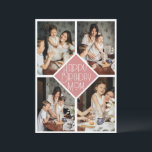 Minimalist Slate Pink Multi Photo Birthday Mom Holiday Card<br><div class="desc">Celebrate Mom with this stylish and modern 4-photo collage featuring a unique diamond-shaped focal point. The sophisticated Art Deco typography and cool slate pink palette create a timeless and high-end birthday greeting that showcases your favorite family memories.</div>