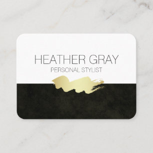 Minimalist Sleek Black / Gold Brush appointment Card