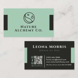 Minimalist Sleek Natural Fresh Green Black Clean Business Card