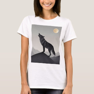 Minimalist Sleek wolf silhouette howling T-Shirt