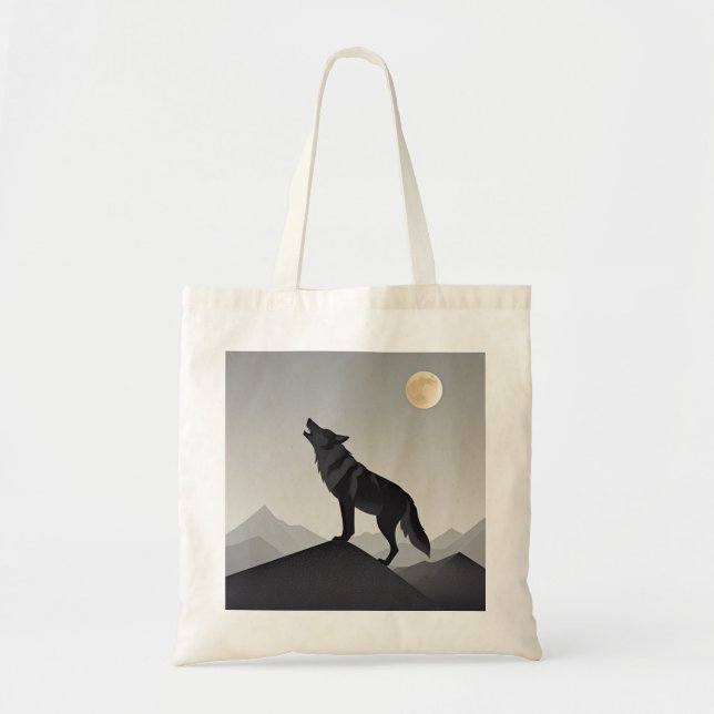 Minimalist Sleek wolf silhouette howling  Tote Bag (Front)