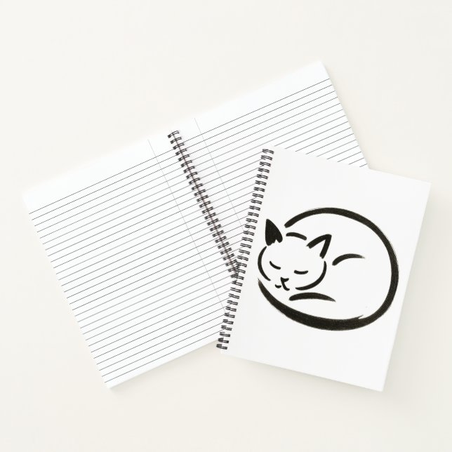 Minimalist Sleeping Cat – Ink Brush on Notebook (Inside)