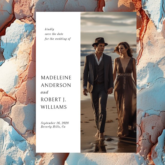 Minimalist Slim Photo Template Wedding Save Date (Creator Uploaded)