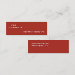 Minimalist Slim Simple brick red Mini Business Card