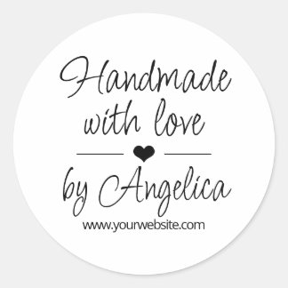 Minimalist Small Business Handmade with Love Classic Round Sticker