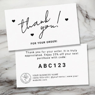 Minimalist Small Business Thank You For Your Order Card