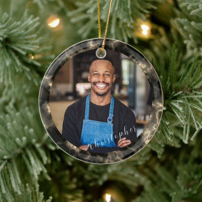 Minimalist Smoke Cloud Brown Photo Ceramic Tree Decoration (Tree)