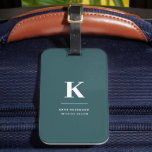 Minimalist Smoke Green Modern Large Initial Luggage Tag<br><div class="desc">A minimalist vertical design in an elegant style with a dusky green feature colour and large typographic initial monogram. The text can easily be customised for a design as unique as you are!</div>