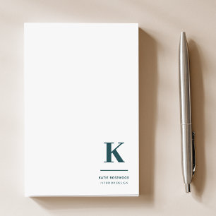 Minimalist Smoke Green Modern Large Initial Post-it Notes