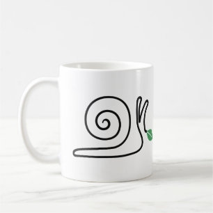 Minimalist Snail One Line Art with Green Leaf Coffee Mug