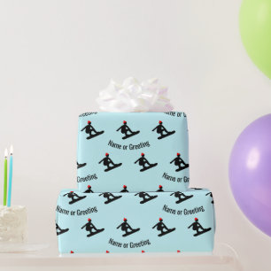 Minimalist Snowboarder pattern on ice blue for men Wrapping Paper