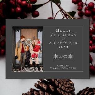 Minimalist Snowflake Christmas   Grey Photo Card