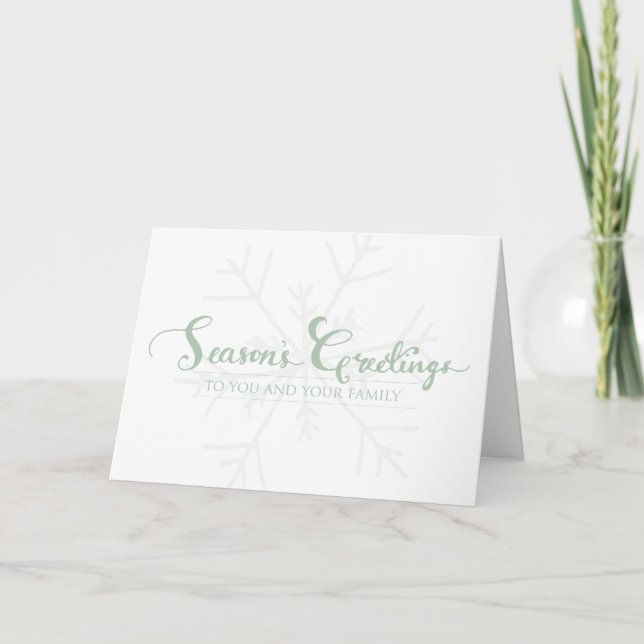 Minimalist Snowflake Greeting with Elegant Script Thank You Card (Front)