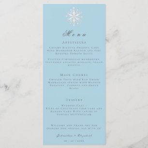 Minimalist Snowflake   Ice Blue Wedding Menu
