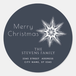 Minimalist snowflake  Merry Christmas Christmas Classic Round Sticker