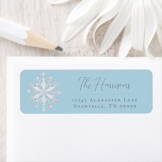 Minimalist Snowflake Wedding Address | Ice Blue (Insitu)