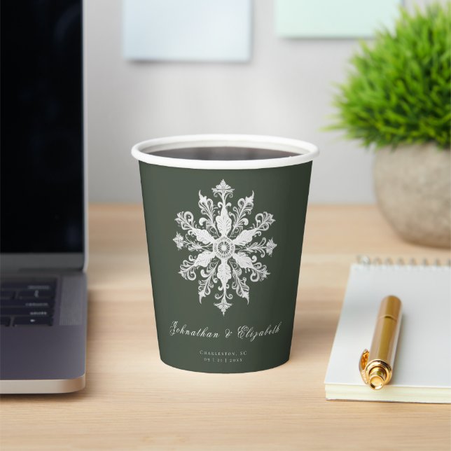 Minimalist Snowflake Wedding | Green Paper Cups (Insitu)