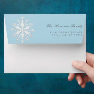 Minimalist Snowflake Wedding   Ice Blue Envelope