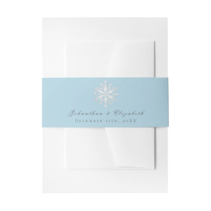 Minimalist Snowflake Wedding Ice Blue Invitation Belly Band