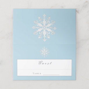 Minimalist Snowflake Wedding   Ice Blue Place Card