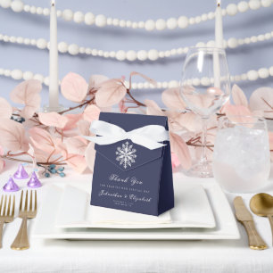 Minimalist Snowflake Wedding   Navy Blue Favour Box