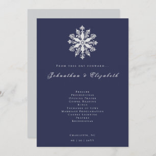 Minimalist Snowflake Wedding   Navy Blue Programme