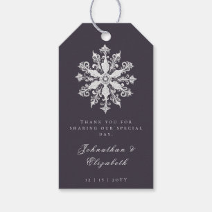 Minimalist Snowflake Wedding   Plum Purple Favor Gift Tags