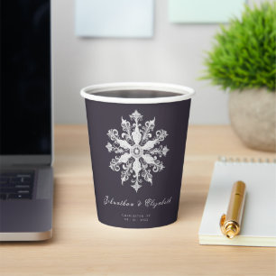 Minimalist Snowflake Wedding   Plum Purple Paper Cups