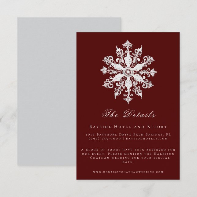 Minimalist Snowflake Wedding | Red Enclosure Card (Front/Back)
