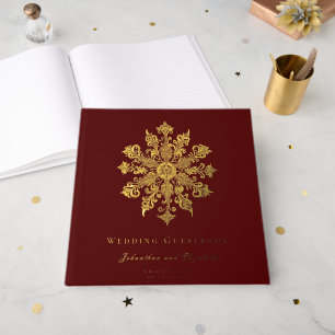 Minimalist Snowflake Wedding   Red Guest Book