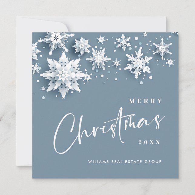 Minimalist Snowflakes Christmas Greeting Holiday Card (Front)