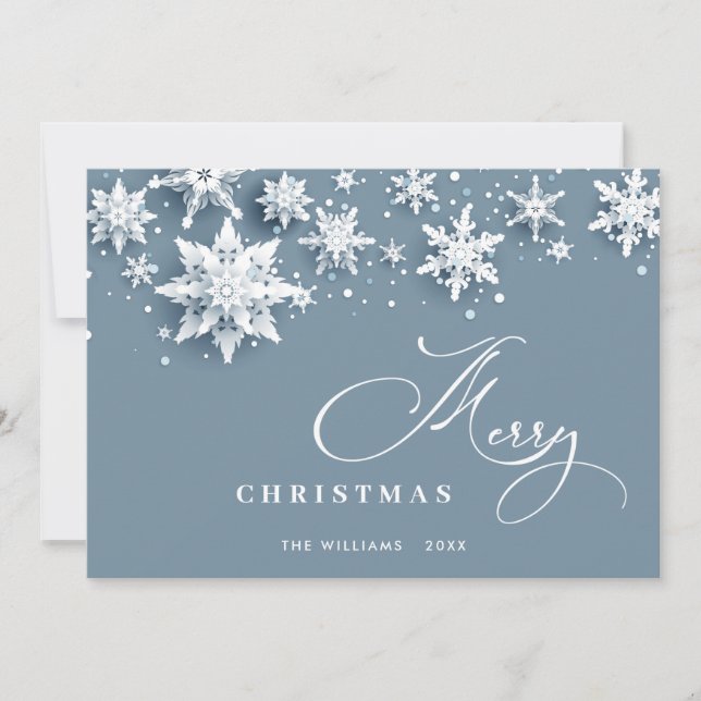 Minimalist Snowflakes Christmas Greeting Holiday Card (Front)