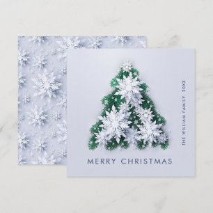Minimalist Snowflakes Christmas Tree Greeting Holiday Card