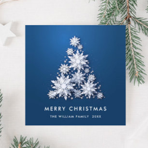Minimalist Snowflakes Christmas Tree Greeting Holiday Card