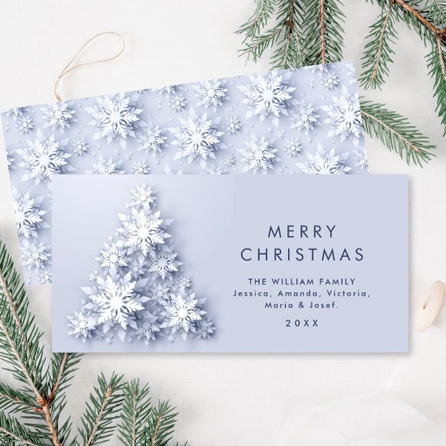 Minimalist Snowflakes Christmas Tree Greeting Holiday Card (Creator Uploaded)