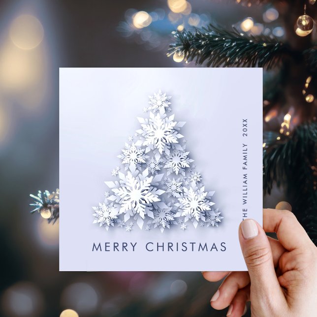 Minimalist Snowflakes Christmas Tree Greeting Holiday Card (Creator Uploaded)