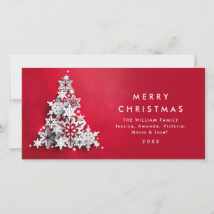 Minimalist Snowflakes Christmas Tree Greeting Holiday Card