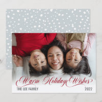 Minimalist Snowflakes Warm Holiday Wishes Photo