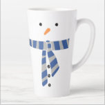Minimalist Snowman Blue Grey Scarf Winter  Latte Mug<br><div class="desc">Enjoy your warm drink in this simple loveable snowman with a striped scarf illustration,  a winter motif mug. Winter snowman tea or coffee mug for winter evenings,  winter birthday,  or winter gift for him or her.</div>