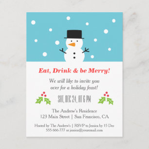 Minimalist Snowman Christmas Party Invitations