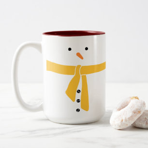 Minimalist Snowman Yellow Scarf Winter Two-Tone Coffee Mug