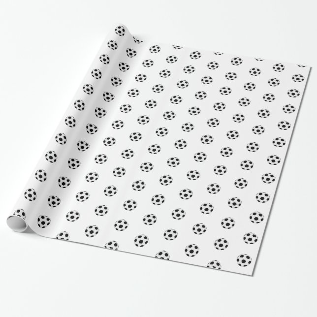 Minimalist Soccer Ball Pattern Gift Wrapping Paper (Unrolled)