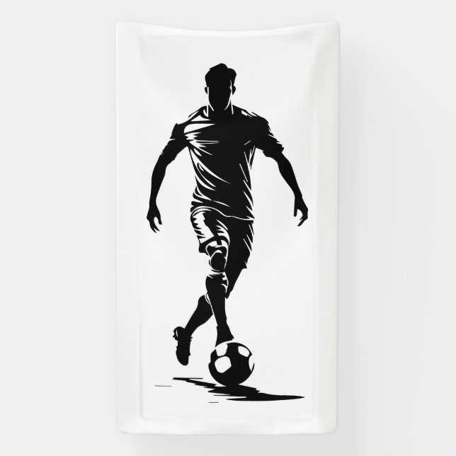 Minimalist Soccer Player Silhouette Art Banner (Vertical)