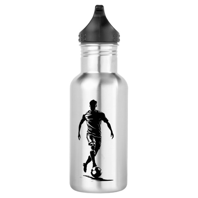 Minimalist Soccer Player Silhouette Art Bottle (Right)