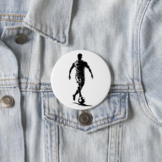 Minimalist Soccer Player Silhouette Art Button (In Situ)