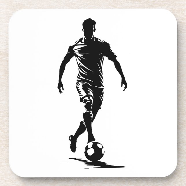 Minimalist Soccer Player Silhouette Art Coaster (Front)