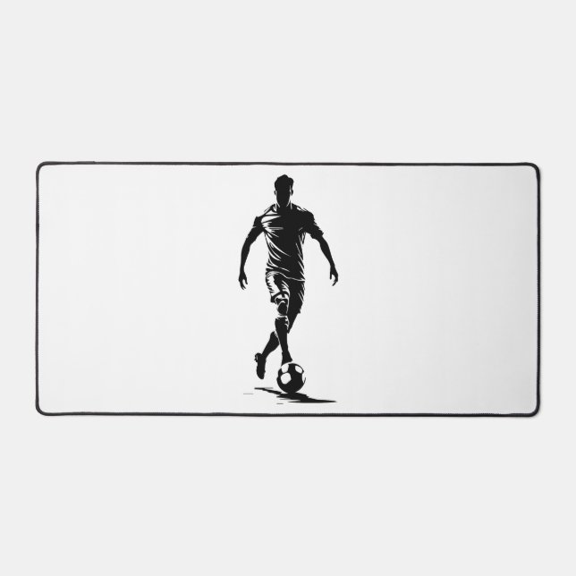 Minimalist Soccer Player Silhouette Art Desk Mat (Front)